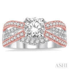 5/8 Ctw Diamond Semi-mount Engagement Ring in 14K White and Rose Gold