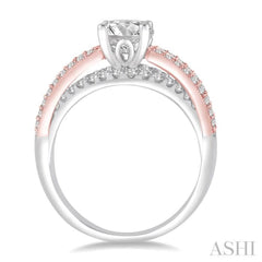 5/8 Ctw Diamond Semi-mount Engagement Ring in 14K White and Rose Gold