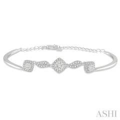 5/8 Ctw Round Cut Diamond Lovebright Bracelet in 14K White Gold