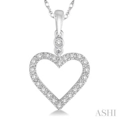 1/6 Ctw Round Cut Diamond Heart Pendant in 10K White Gold with Chain