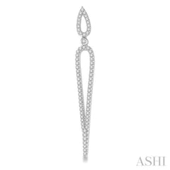 3/4 Ctw Round Cut Diamond Long Earrings in 14K White Gold