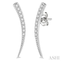 1/5 Ctw Pointed End Arc Climbers Round Cut Diamond Earrings in 14K White Gold