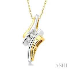 1/10 Ctw Round Cut 2Stone Diamond Pendant in 10K Yellow Gold with Chain