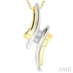 1/10 Ctw Round Cut 2Stone Diamond Pendant in 10K Yellow Gold with Chain