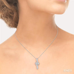 1/4 Ctw Asymmetrical 2Stone Round Cut Diamond Pendant With Box Link Chain in 14K White Gold