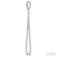 3/4 Ctw Loop Chain Round Cut Diamond Dangling Earrings in 14K White Gold