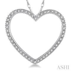 1/6 Ctw Heart Round Cut Diamond Pendant With Link Chain in 10K White Gold