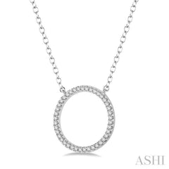 1/6 Ctw Geometric Circle Round Cut Diamond Pendant With Link Chain in 10K White Gold