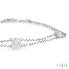 1/2 Ctw Round Cut Diamond Lovebright Double Link Chain Bracelet in 14K White Gold