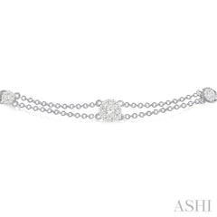 1/2 Ctw Round Cut Diamond Lovebright Double Link Chain Bracelet in 14K White Gold