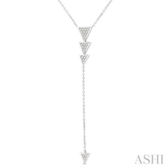 1/8 Ctw Quattro Triangle Round Cut Diamond Y-Necklace in 10K White Gold