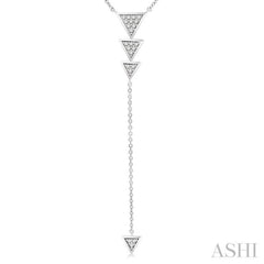 1/8 Ctw Quattro Triangle Round Cut Diamond Y-Necklace in 10K White Gold