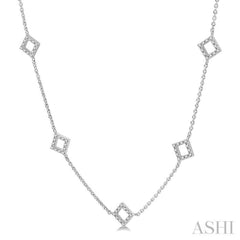 1/6 Ctw Square Cutouts Round Cut Diamond Necklace in 10K White Gold