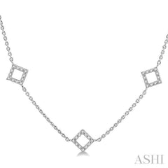 1/6 Ctw Square Cutouts Round Cut Diamond Necklace in 10K White Gold