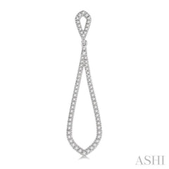 1/2 Ctw Pear Shape Round Cut Diamond Long Earring in 14K White Gold