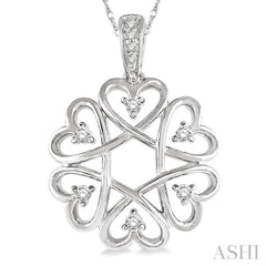 1/10 Ctw Infinity Heart Round Cut Diamond Pendant With Chain in 10K White Gold