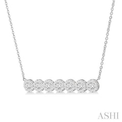 1 ctw Circular Mount Bar Lovebright Round Cut Diamond Necklace in 14K White Gold