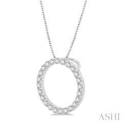 1/2 Ctw Circle of Love Round Cut Diamond Pendant With Chain in 14K White Gold