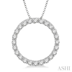 1/2 Ctw Circle of Love Round Cut Diamond Pendant With Chain in 14K White Gold