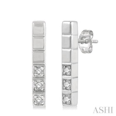 1/20 Ctw Round Cut Diamond Bar Earring in 10K White Gold