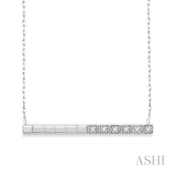 1/20 Ctw Round Cut Diamond Bar Pendant With Chain in 10K White Gold