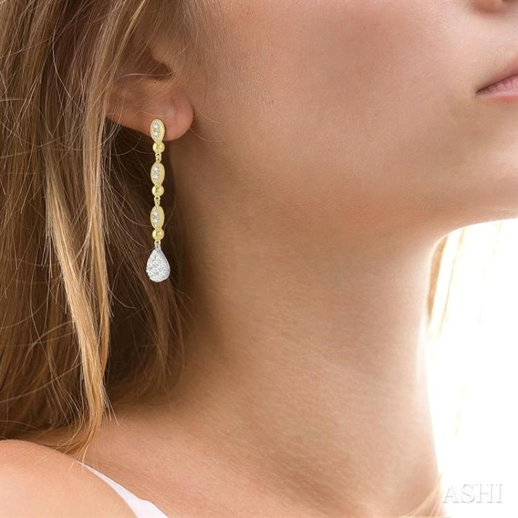 1/2 Ctw Pear & Marquise Lovebright Round Cut Diamond Earrings in 14K Yellow and White Gold
