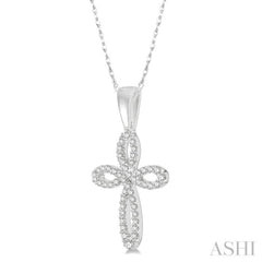 1/5 Ctw Infinity Round Cut Diamond Cross Pendant With Chain in 14K White Gold