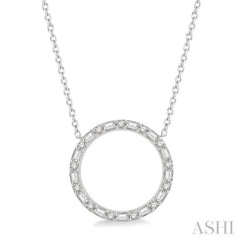 1/2 Ctw Circle Baguette and Round Cut Diamond Necklace in 14K White Gold