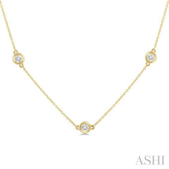 1/10 Ctw Round Cut Diamond Station Necklace in 10K Yellow Gold