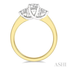 3/4 Ctw Round Cut Diamond Three-Stone Ring in 14K Yellow and White Gold