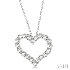 4 Ctw Heart Shape Round Cut Diamond Pendant With Chain in 14K White Gold