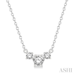 1/4 Ctw Three Stone Round Cut Diamond Necklace in 14K White Gold