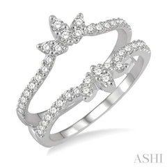 1/2 Ctw Lotus Center Round Cut Diamond Insert Ring in 14K White Gold