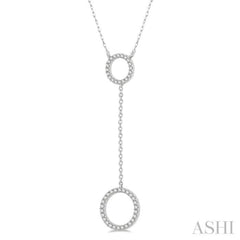 1/6 Ctw Twin Circle Round Cut Diamond 'Y' Necklace in 10K White Gold