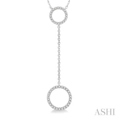 1/6 Ctw Twin Circle Round Cut Diamond 'Y' Necklace in 10K White Gold