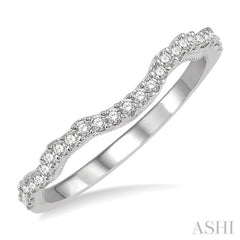 1/5 Ctw Curvy Shape Round Cut Diamond Wedding Band in 14K White Gold