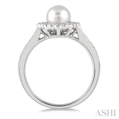 7 MMRD Cultured Pearl .25CTRDDM HALO RG WG 10K-G*