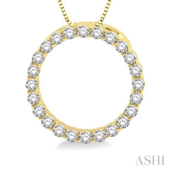 1/4 Ctw Circle of Love Round Cut Diamond Pendant With Chain in 14K Yellow Gold