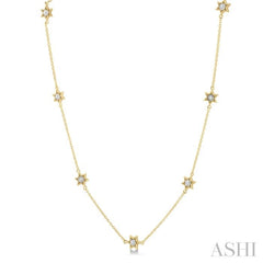 1/10 Ctw Star Round Cut Diamond Station Necklace in 10K Yellow Gold