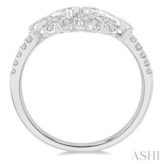 1/4 Ctw 5 Marquise Mount Round Cut Diamond Curved Wedding Band in 14K White Gold