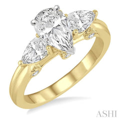 1/2 Ctw Diamond Semi-Mount Engagement Ring in 14K Yellow and White Gold