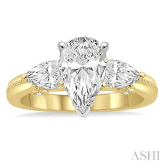 1/2 Ctw Diamond Semi-Mount Engagement Ring in 14K Yellow and White Gold