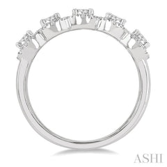 1 Ctw Circular Shape 5 Stone Round Cut Diamond Halo Wedding Band in 14K White Gold