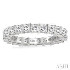 3 Ctw Eternity Princess Cut Diamond Wedding Band in 14K White Gold