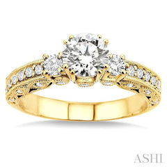 1/2 Ctw Diamond Semi-Mount Engagement Ring in 14K Yellow Gold