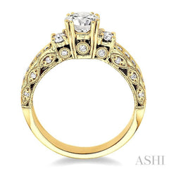 1/2 Ctw Diamond Semi-Mount Engagement Ring in 14K Yellow Gold