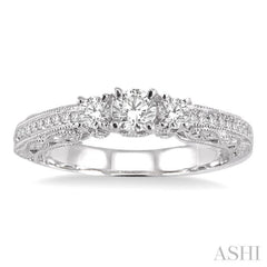 1/3 Ctw Round Cut Diamond Semi-Mount Engagement Ring in 14K White Gold