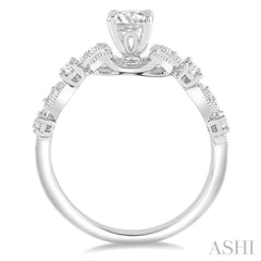 1/2 Ctw Diamond Engagement Ring with 1/4 Ct Round Cut Center Stone in 14K White Gold