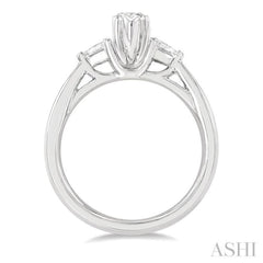 1/4 ctw Marquise Shape Pear Cut Diamond Semi-Mount Engagement Ring in 14K White Gold