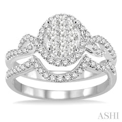 3/4 Ctw Diamond Lovebright Wedding Set with 5/8 Ctw Engagement Ring and 1/6 Ctw Wedding Band in 14K White Gold